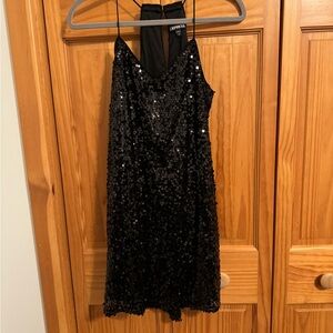 Express Black Sequin Mini Dress